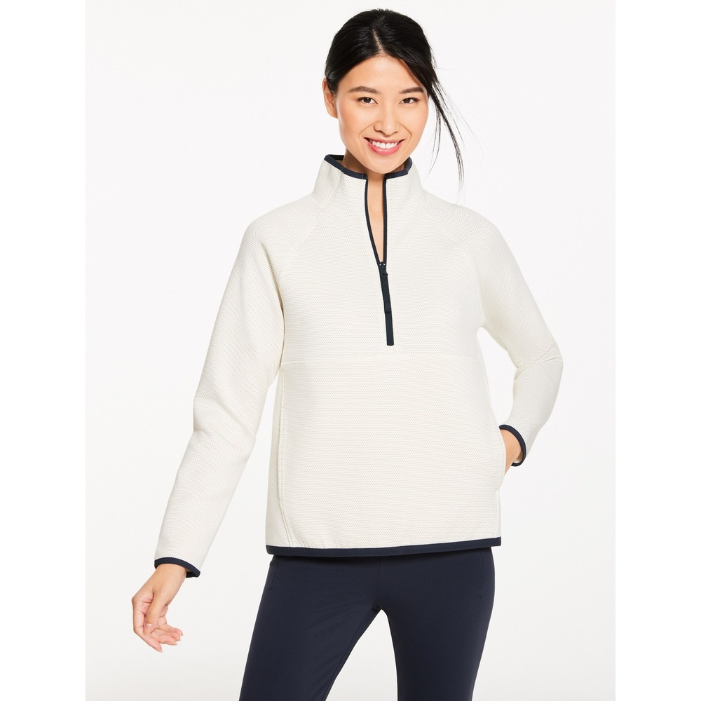 T by Talbots Travel XS white pullover luxe athletic quarter zip golf tennis fall